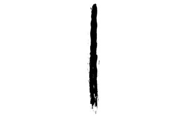 Fototapeta premium Hand-painted black ink brush stroke, vertical textured paint line on white background, artistic grunge calligraphy element for graphic design