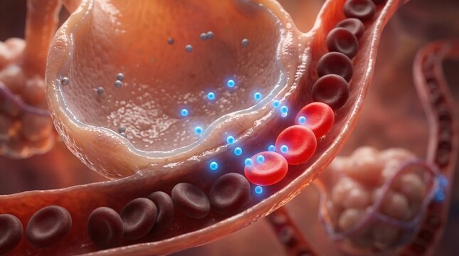 Blood cell interaction in human circulation medical animation scientific visualization