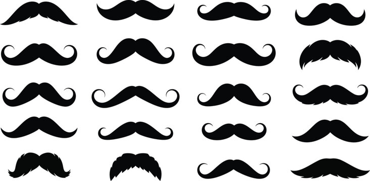 Collection of various mustache styles and shapes