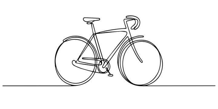 bicycle continuous one line drawing, bicycle continuous one line drawing, Bike vector illustration in one continuous editable line drawing style, Continuous one line drawing of bike or bicycle vector