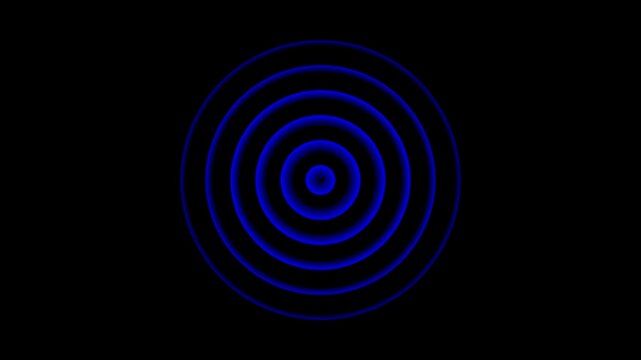 Black and white concentric circles pattern with gradient effect on black background for motion and visual effects
