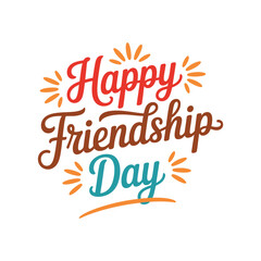 Fototapeta premium A colorful handwritten graphic displaying Happy Friendship Day with sunbursts
