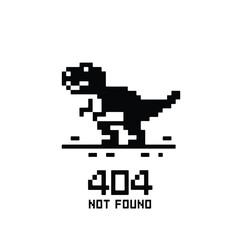 Obraz premium A pixelated tyrannosaurus rex illustration accompanies a 404 not found message