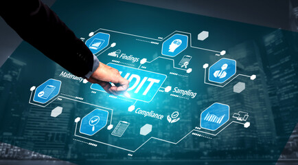 Modern image showcasing innovative digital audit technology highlighting compliance and sampling...