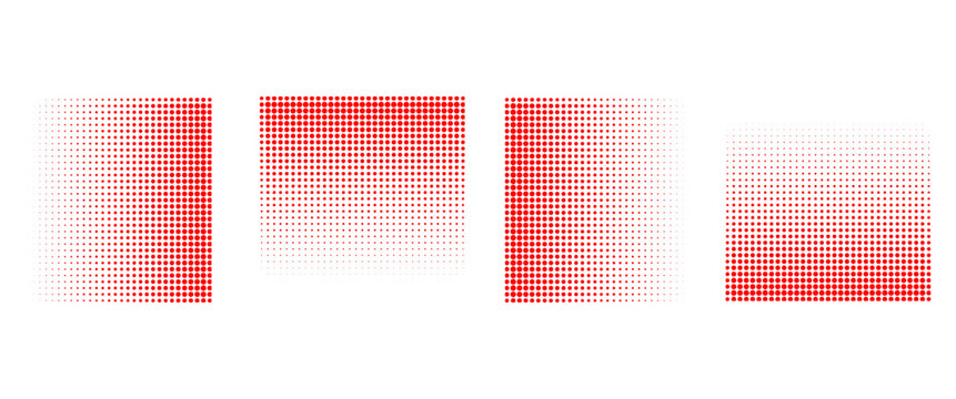 abstract red halftone dots, square gradient pattern, fading dots, minimal design, white background. Eps10