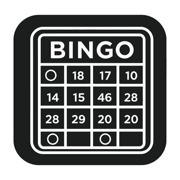 A classic black and white bingo card design showcasing a clean grid layout with numbered squares and free spaces for marking wins in a nostalgic game atmosphere