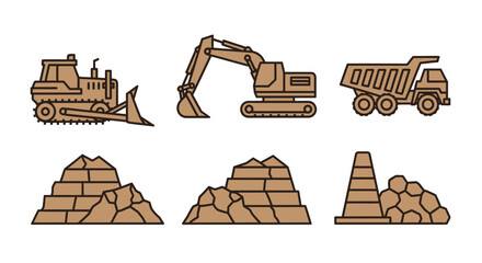 Heavy Machinery and Construction Materials Illustration. © yahya