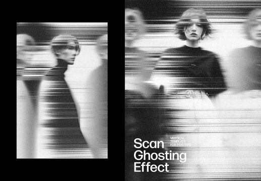 Ghosting Scan Poster Photo Effect Mockup