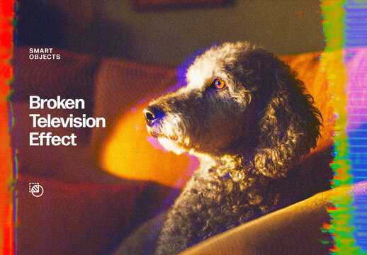 Broken Television Photo Effect Mockup