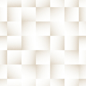Transparent checkered pattern with halftone grain dots and gradient texture. Geometric square grid, retro mosaic layout, seamless overlay for textile print, wallpaper, abstract backgrounds, mod design