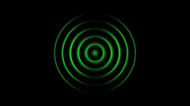 Black and white concentric circles pattern with gradient effect on black background for motion and visual effects