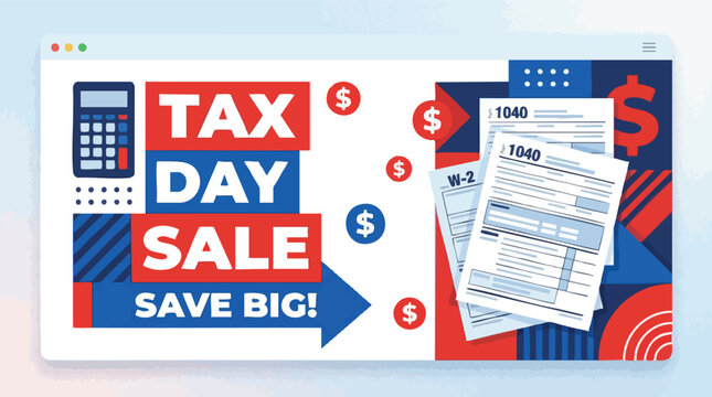 Tax day sale save big promotional web banner