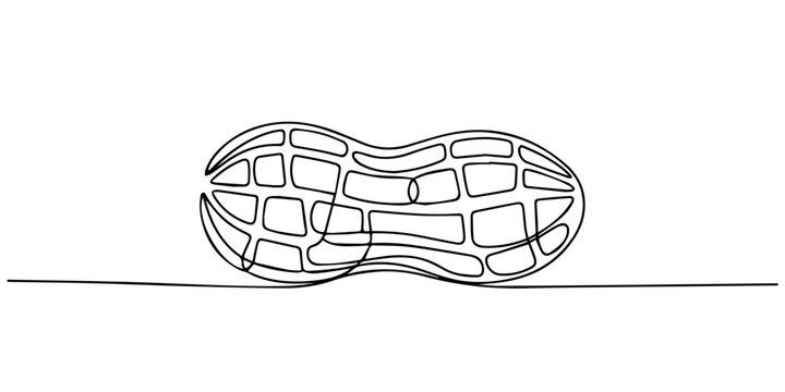 peanut continuous one line drawing, One single line drawing of whole healthy organic peanut for farm logo identity, Abstract Walnut Beans Peanuts, continuous single one line art hand drawing sketch