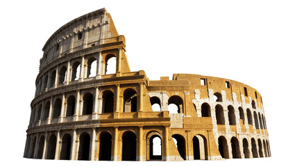 Naklejka premium Iconic ancient Roman Colosseum, a majestic historical landmark in Rome, Italy, beautifully isolated on transparent background PNG