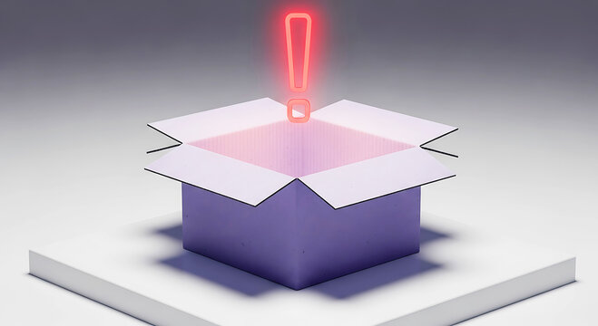 Abstract representation of a system error with a glowing exclamation mark, illustrating a common Technical difficulties screen.