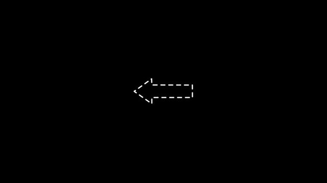 Left arrow icon with dotted line animation, dot Left arrow animation, dotted line Left arrow animation, 4k video