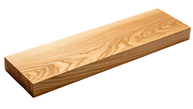 Isolated natural wood plank with visible grain and smooth texture, perfect for carpentry projects.