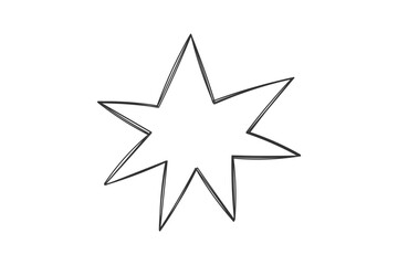 Fototapeta premium Simple Hand Drawn Eight Point Star Doodle for Sparkle and Decoration Isolated on Transparent Background