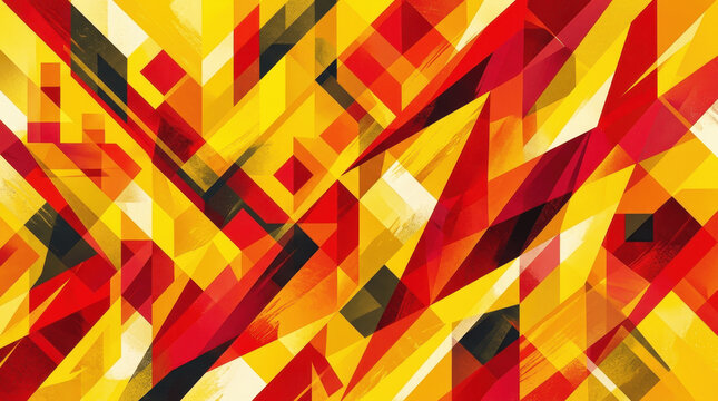 Abstract Geometric Background with Vibrant Red, Orange, and Yellow Shards