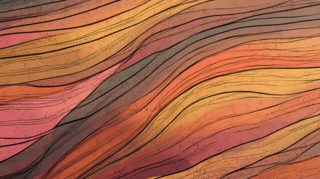 Abstract wave line pattern orange red yellow background, warm gradient flowing texture and stripe, colorful curve line dynamic motion, decorative backdrop, fluid movement contemporary art creative