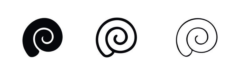 Compact spiral shell icon set. Simple abstract swirl symbol. © liubomir118809