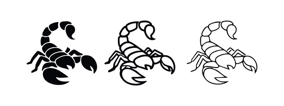 Scorpion Icon Set - Dangerous Arthropod Vector Illustration