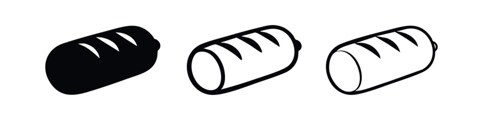 Fototapeta premium Loaf of Bread Icon Set in Solid, Outlined, and Thin Line Styles