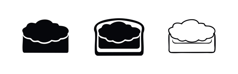 Creative sushi or snack bar icon set with wavy topping. Food illustration in different design styles. © liubomir118809