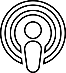 Apple podcast app icon in outline style. Logo options for audio streaming, mobile interface and media branding design. Digital social media vector illustration isolated on transparent background.