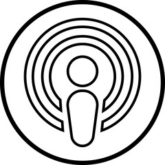 Apple podcast app icon in outline style. Logo options for audio streaming, mobile interface and media branding design. Digital social media vector illustration isolated on transparent background.