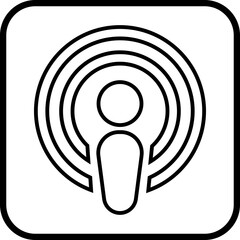 Apple podcast app icon in outline style. Logo options for audio streaming, mobile interface and media branding design. Digital social media vector illustration isolated on transparent background.