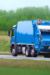 Municipal waste collection service in a natural landscape