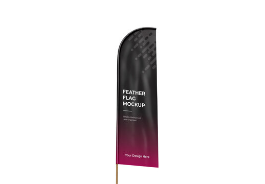 Realistic Feather Flag Mockup