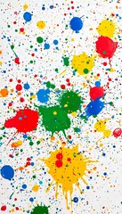 Vibrant Paint Splatter Background with Energetic Primary Colors for Creative Artistic Designs