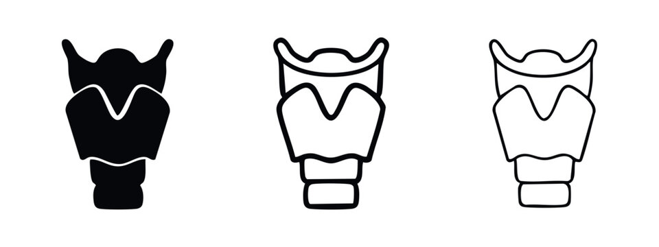 Human Larynx Voice Box Icon Set. Anatomy, Throat, and Respiratory System Symbol Collection.