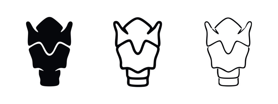 Larynx Human Anatomy Icon Set. Voice Box and Throat Organ Symbol Collection.