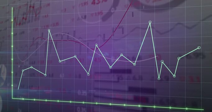 Incoming data stream initiating finance plotting, light-blue polyline adding nodes across grid