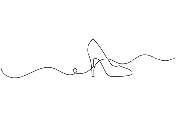 Obraz premium Shoe Continuous One Line Drawing High Heel Fashion Icon Minimalist Footwear Illustration