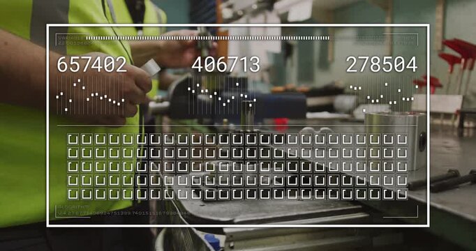 Male technician assembling cylinders on bench HUD showing and causing value updates for fit check