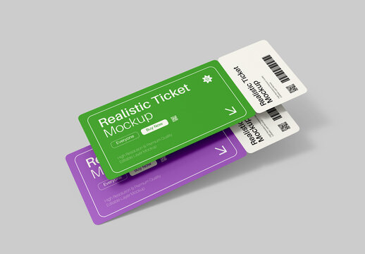 Realistic Event Ticket Mockup Template