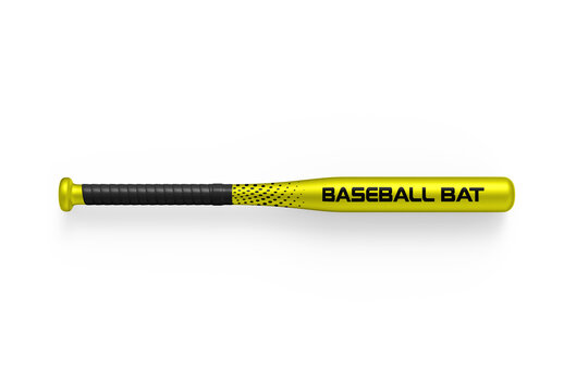 Realistic Yellow Aluminum Baseball Bat Mockup with Black Grip
