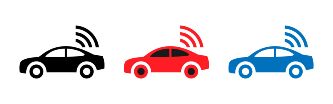 Three cars with wireless signal icons indicating connectivity features