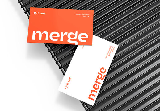 Modern Minimal Business Card Mockup on Metallic Textured Background