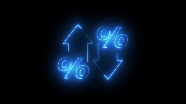 Glowing quality and cost control concept on transparent background. Successful organization strategy and management quality control. Percentage icon of quality with up arrow and cost with down arrow