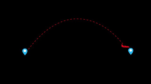Travel around the world plane route. Plane flying on the world map leaving the trail. Route and two points on the map. airline airplane flight path.