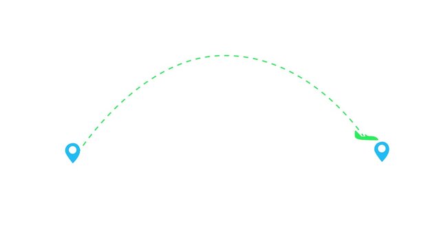 Travel around the world plane route. Plane flying on the world map leaving the trail. Route and two points on the map. airline airplane flight path.
