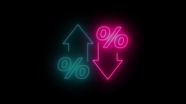 Glowing quality and cost control concept on transparent background. Successful organization strategy and management quality control. Percentage icon of quality with up arrow and cost with down arrow