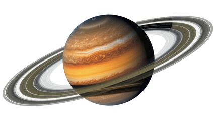 Isolated majestic gas giant planet Saturn with its iconic detailed ring system in deep space © Agata