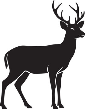Black deer icon vector isolated on Transparent Background