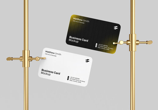 Floating Two-Sided Business Card Mockup for Branding